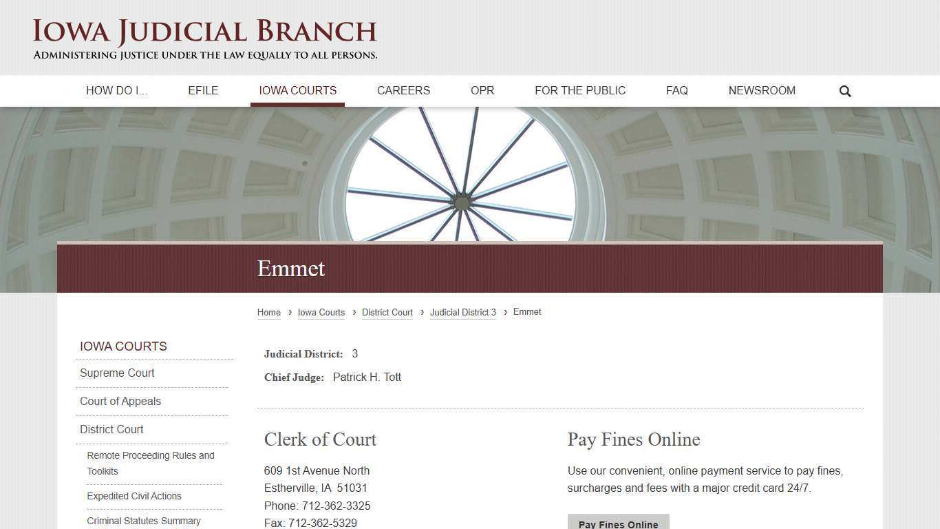 Emmet | Judicial District 3 | Iowa Judicial Branch