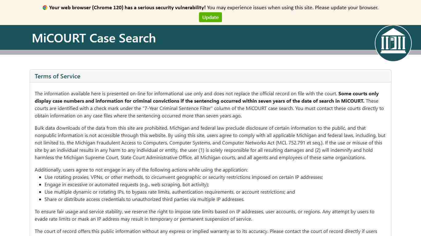 MiCOURT Case Search